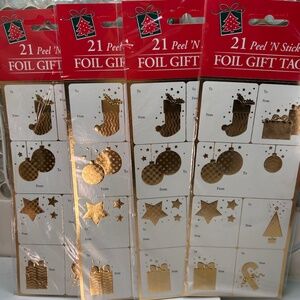 Peel 'N Stick Silver & Gold Foil Easy Christmas Gift Tags Lot of 4 Sealed Packs